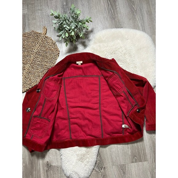 J. Jill Corduroy Red Button Front Jacket Sz S - Picture 5 of 9